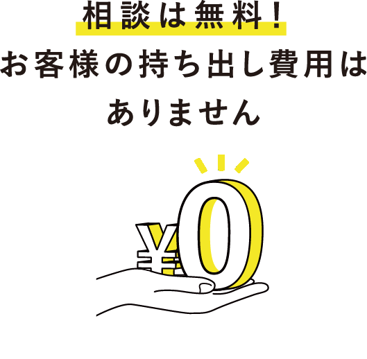 相談は無料!お客様の持ち出し費用はありません